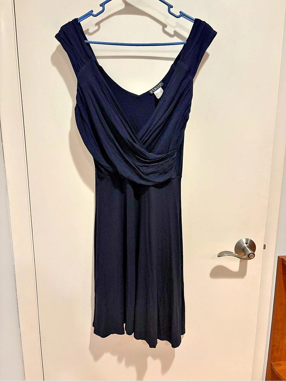 Venus Black Draped Maxi Dress Size Medium Like New